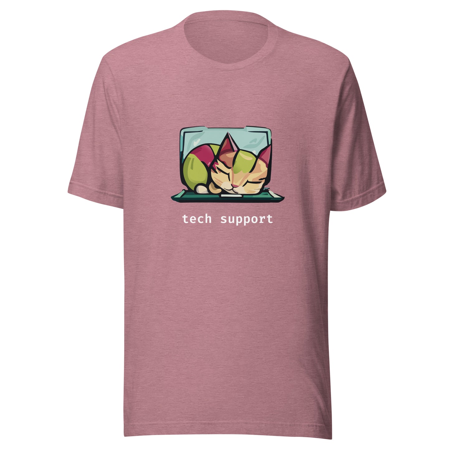 Sleeping Cat Tech Support - White Text - Unisex T-shirt