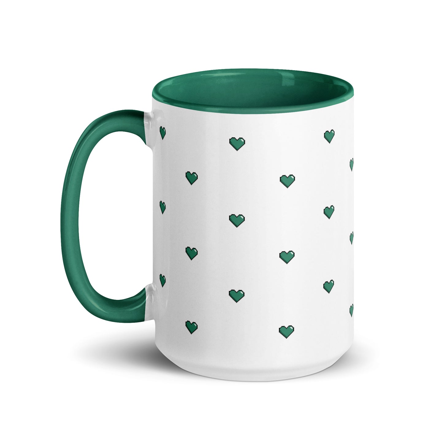 Green Pixelated Heart Ceramic Mug