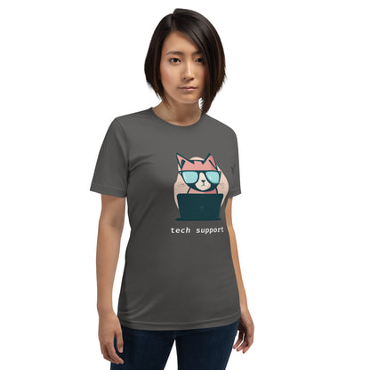 Cat Tech Support - White Text - Unisex T-shirt