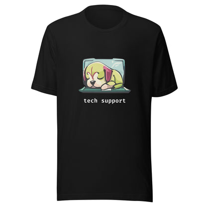 Sleeping Dog Tech Support - White Text - Unisex T-shirt