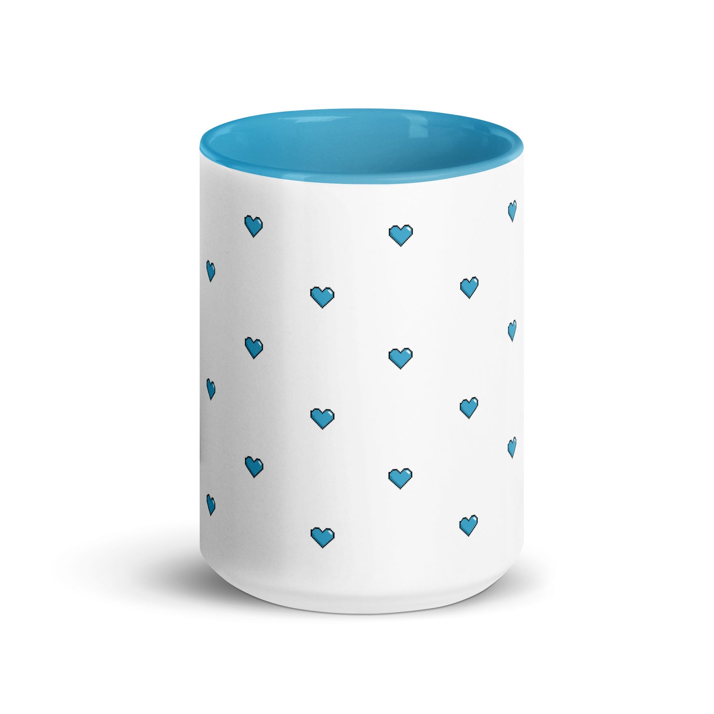 Blue Pixelated Heart Ceramic Mug