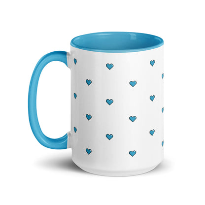 Blue Pixelated Heart Ceramic Mug