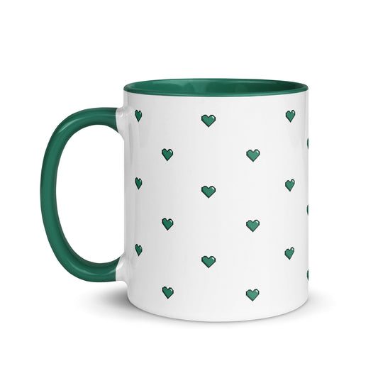 Green Pixelated Heart Ceramic Mug