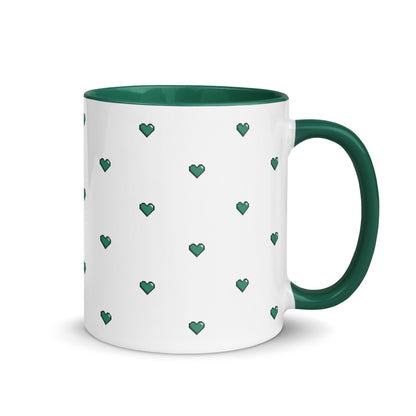 Green Pixelated Heart Ceramic Mug