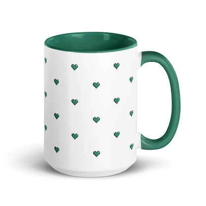 Green Pixelated Heart Ceramic Mug