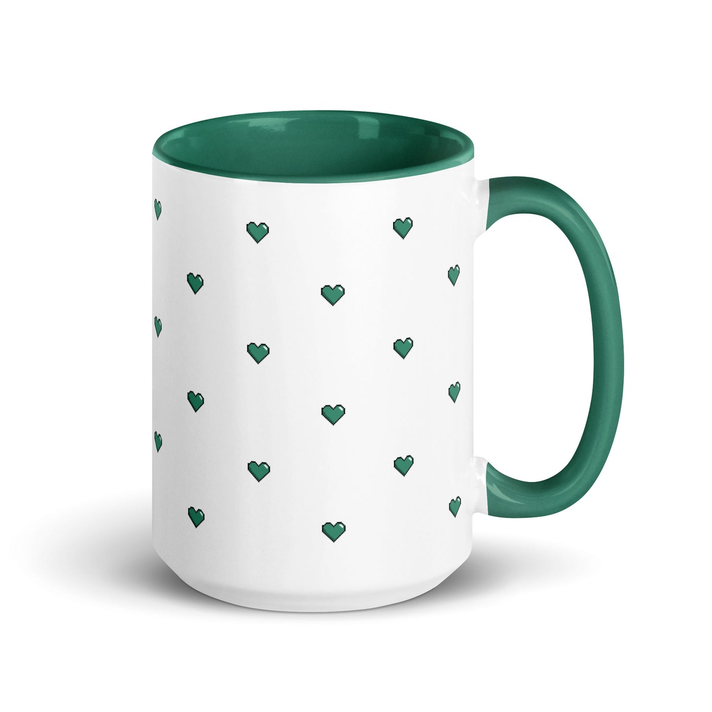 Green Pixelated Heart Ceramic Mug