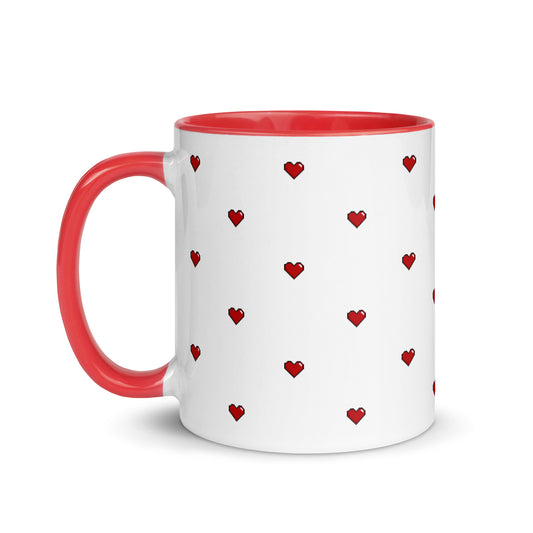 Red Pixelated Heart Ceramic Mug