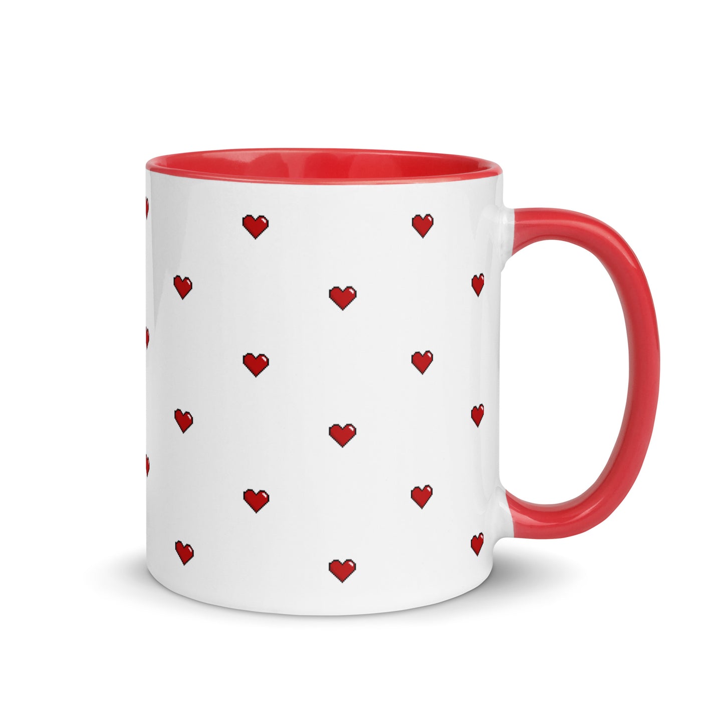 Red Pixelated Heart Ceramic Mug