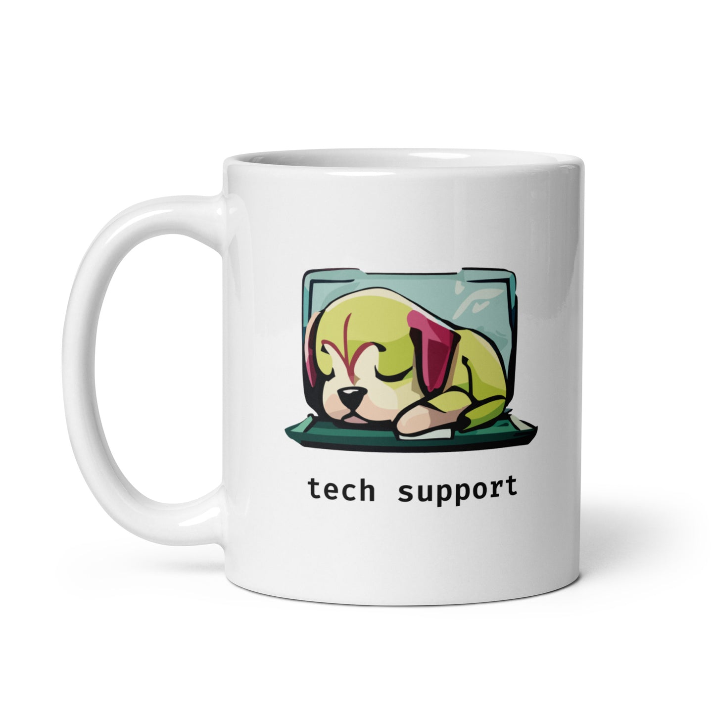 Sleeping Tech Support Dog - White Glossy Mug