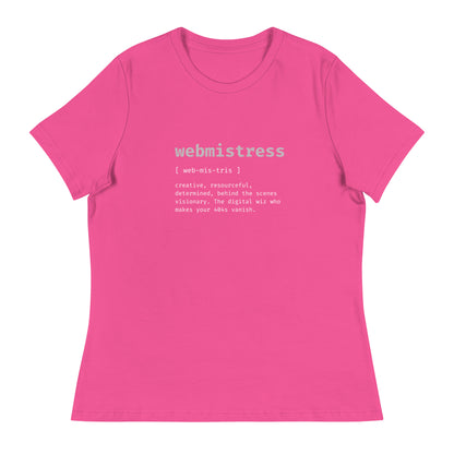 WebMistress Definition - White Text - Women's Relaxed T-Shirt