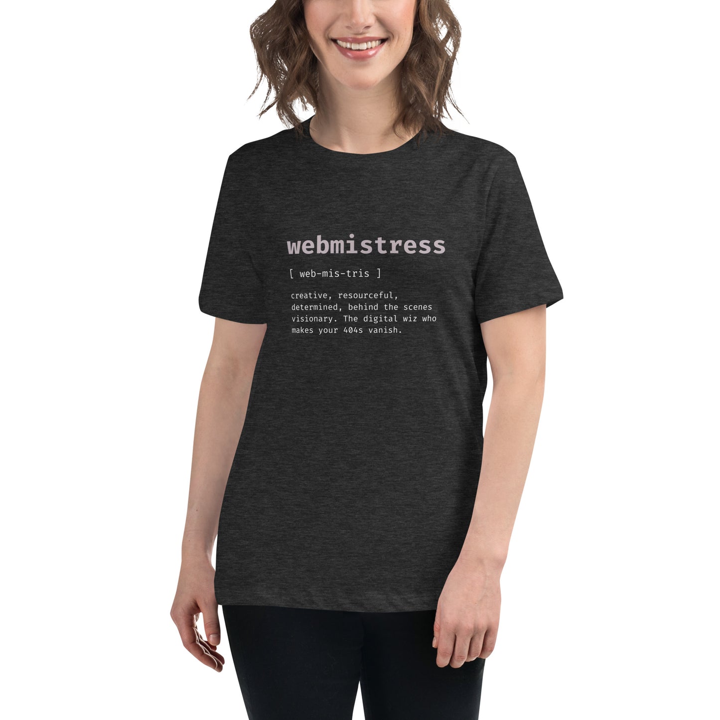 WebMistress Definition - White Text - Women's Relaxed T-Shirt