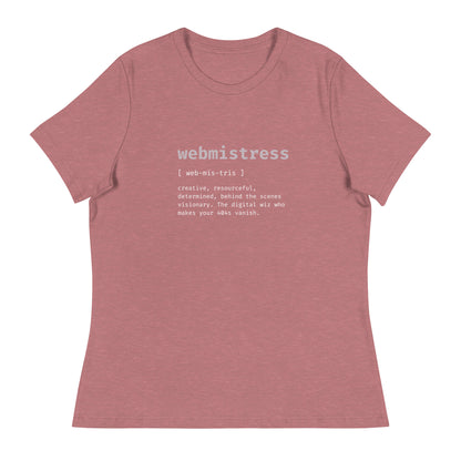 WebMistress Definition - White Text - Women's Relaxed T-Shirt