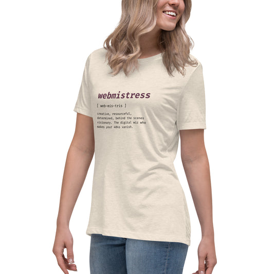 WebMistress Definition - Dark Text - Women's Relaxed T-Shirt