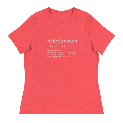 WebMistress Definition - White Text - Women's Relaxed T-Shirt