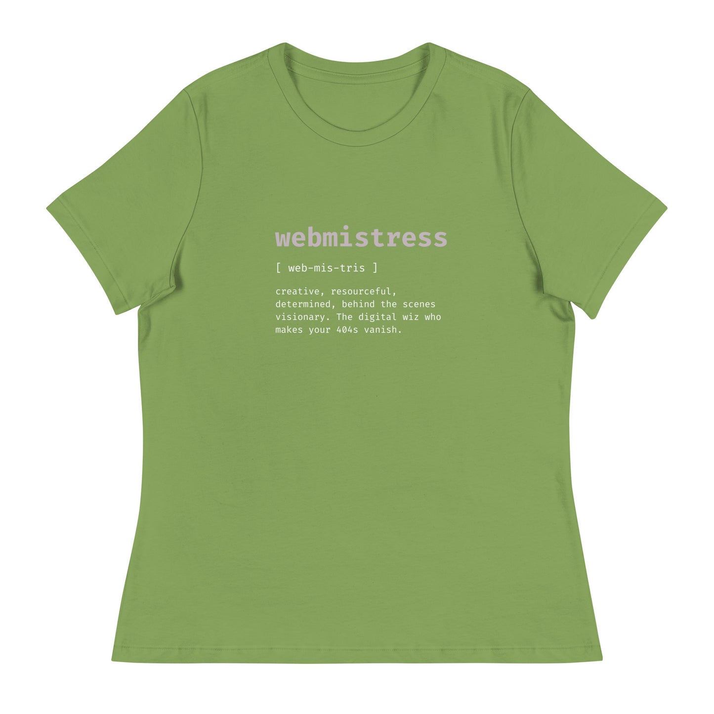 WebMistress Definition - White Text - Women's Relaxed T-Shirt