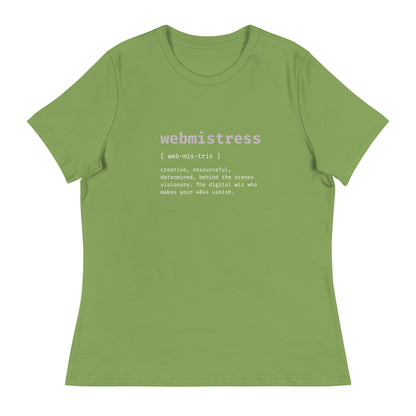 WebMistress Definition - White Text - Women's Relaxed T-Shirt