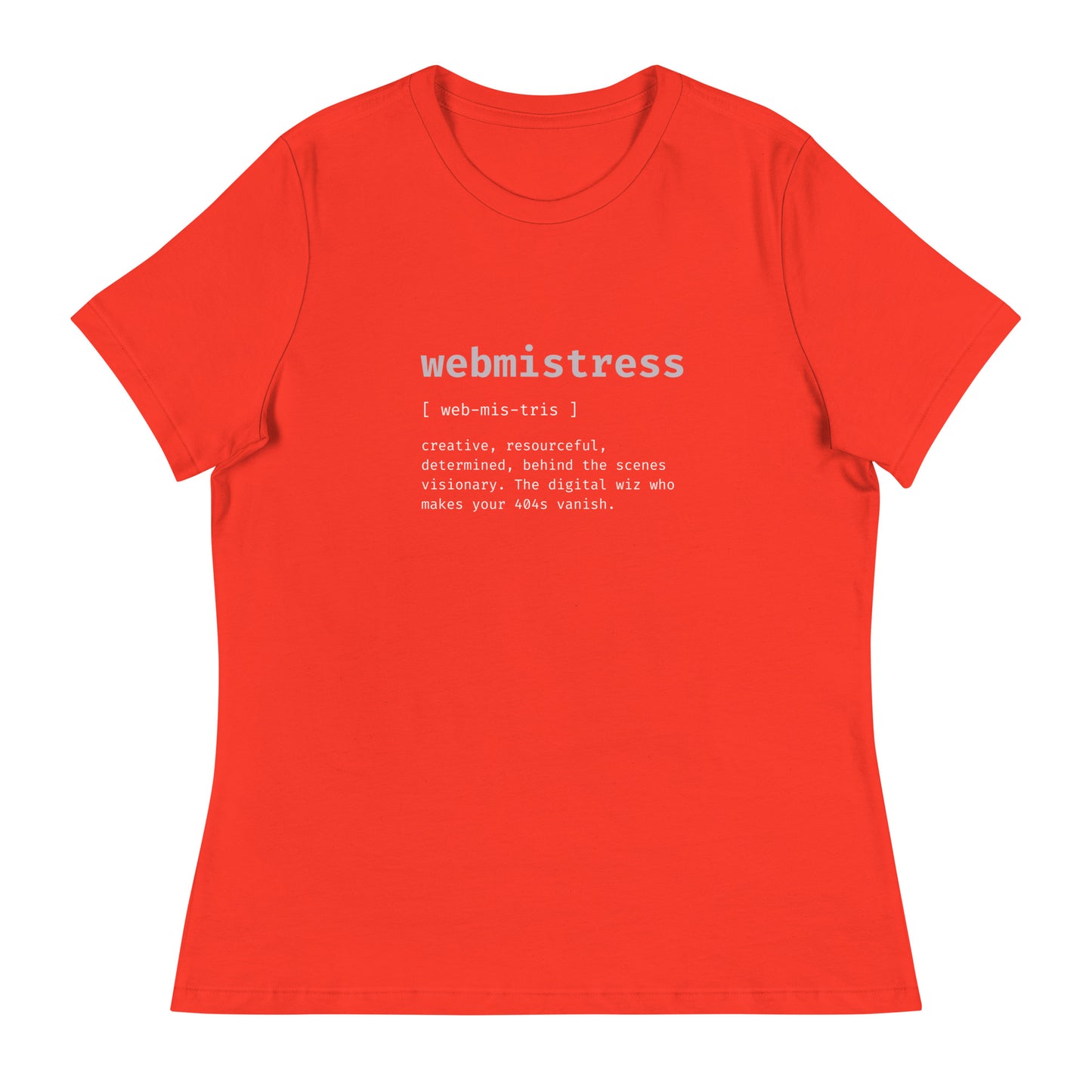 WebMistress Definition - White Text - Women's Relaxed T-Shirt