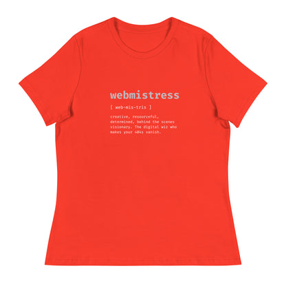 WebMistress Definition - White Text - Women's Relaxed T-Shirt